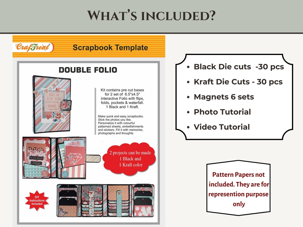 CrafTreat Scrapbook Blanks - Double Folio - Black & Kraft Color