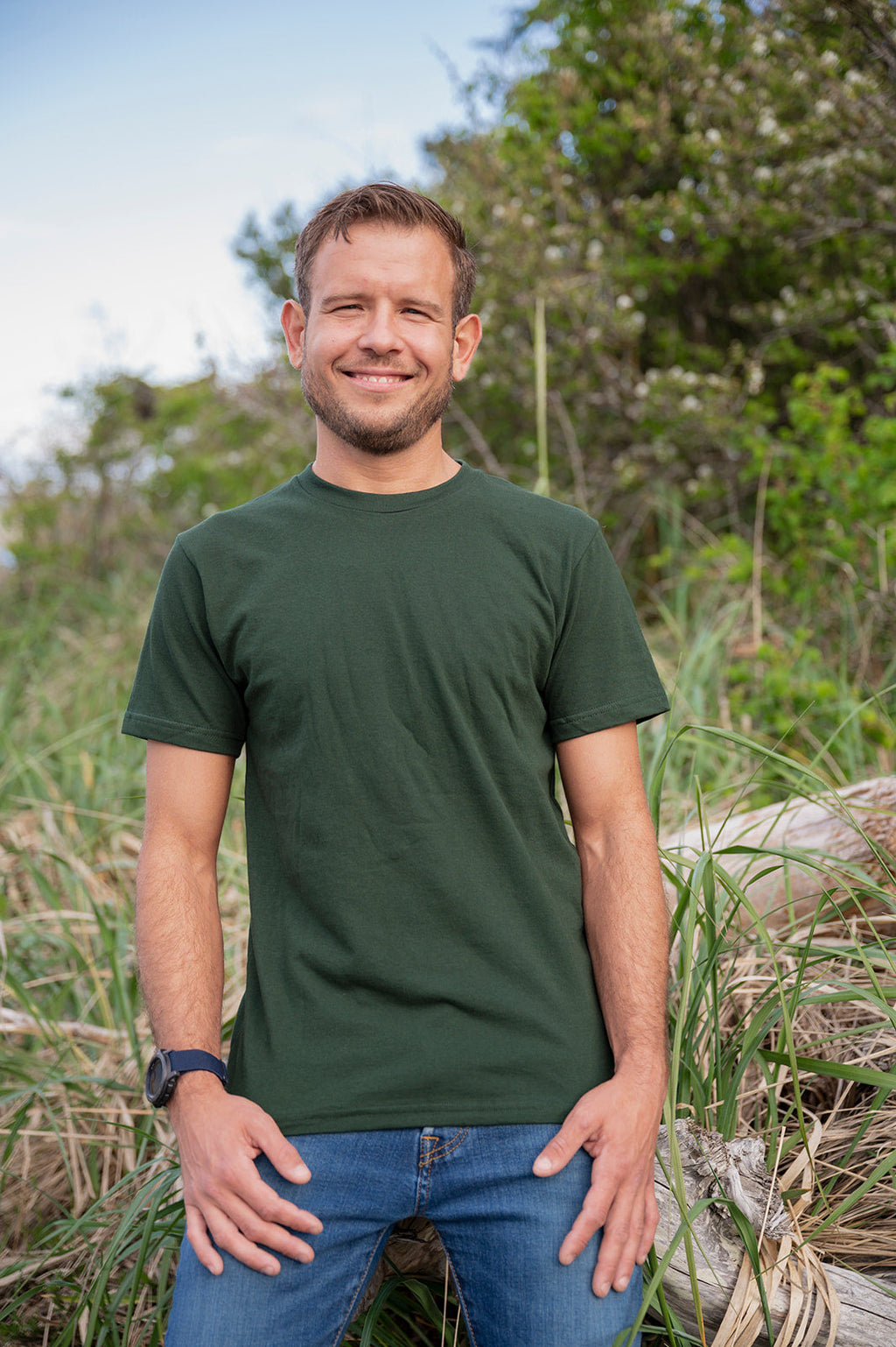 Unisex Organic Cotton Tee - Blank Apparel - Forest Green
