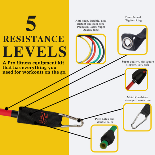 11Pcs Resistance Exercise Bands Set