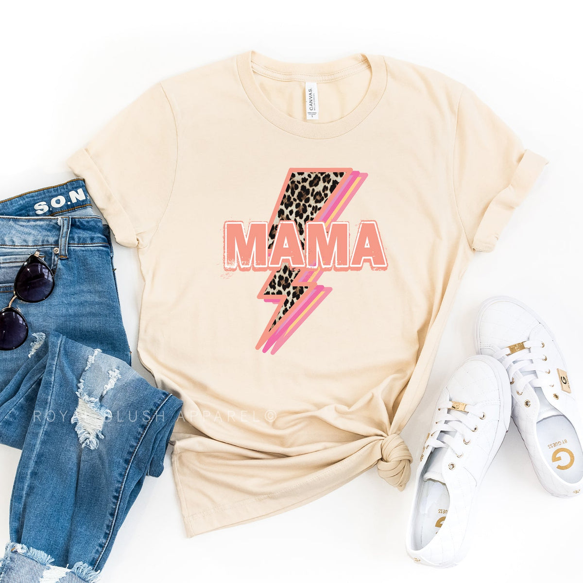 Mama Lightning Leopard Graphic T-Shirt