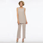 Elegant Plus Size Chiffon Mother of the Bride Pantsuit