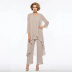 Elegant Plus Size Chiffon Mother of the Bride Pantsuit