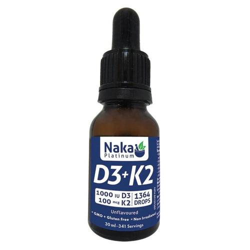 Naka Platinum D3 + K2 DROPS IN MCT OIL, 1364 Drops, 30ml