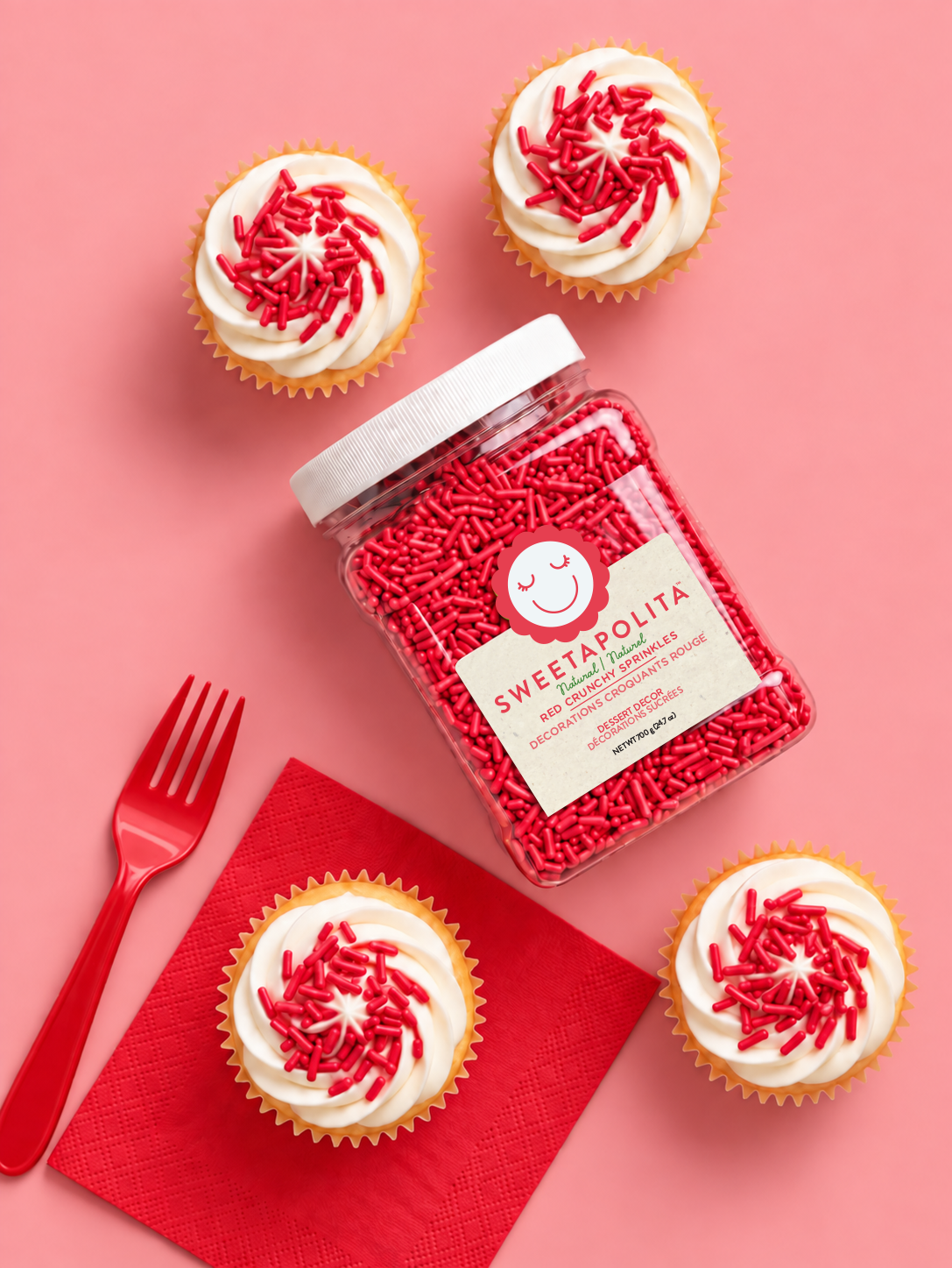 Natural Red Crunchy Sprinkles