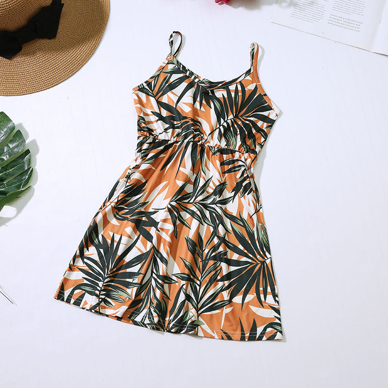 Floral Print Sling Dress for Mom and Daughter â€“ Elegant Matching Slip Dresses for Summer