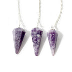 Lepidolite Pendulum 6 Facet & Bead - 3 Pack