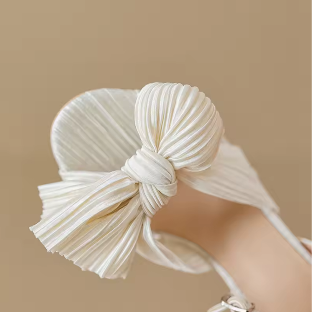 Cute Bow High Heel Sandals – Round Heel Formal Party Shoes for Wedding & Parties