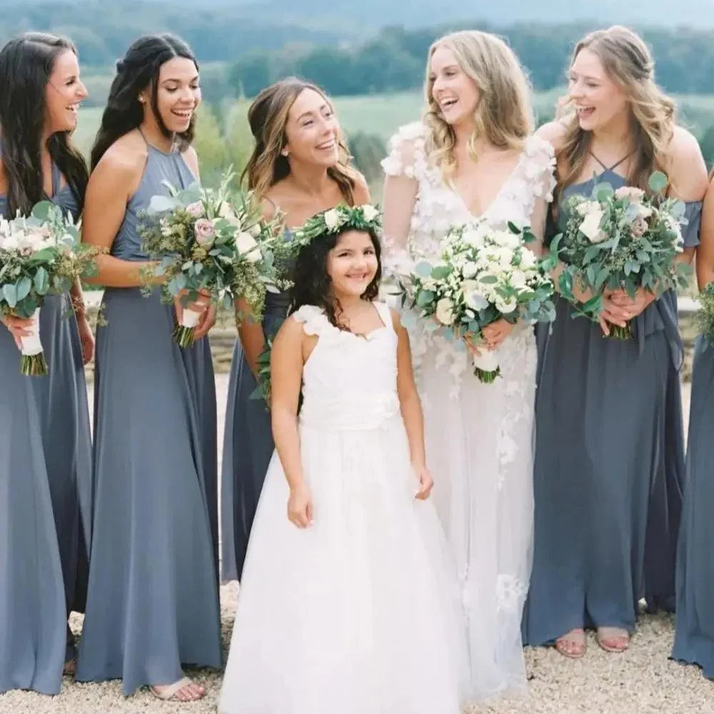 Bohemian Lace Wedding Dress – Deep V-Neck & Long Sleeves, Custom Made