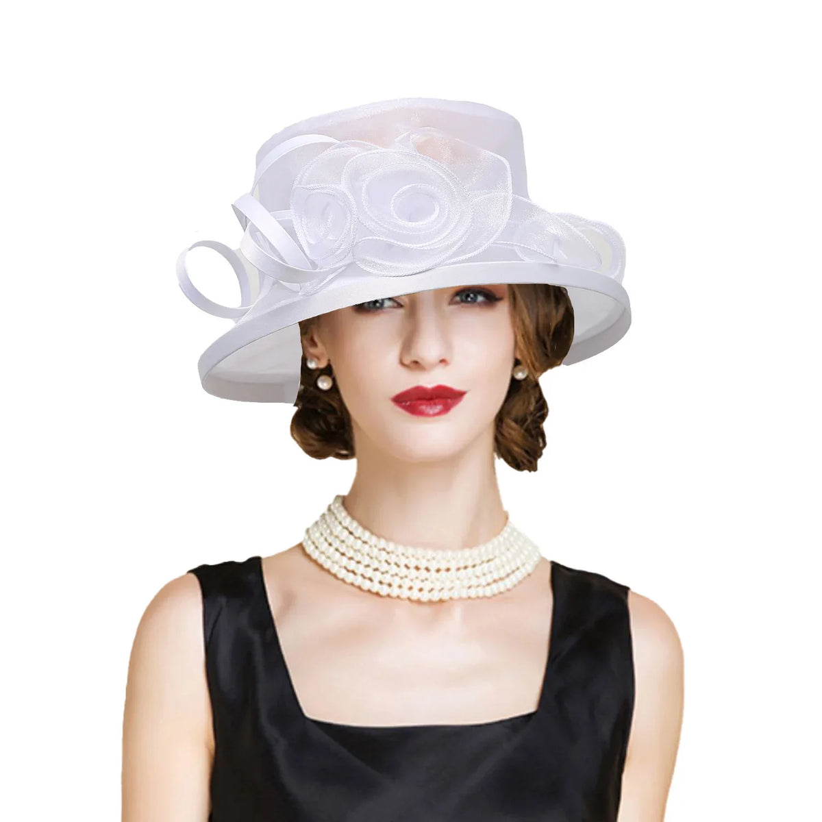 Elegant Flat Top Sun Visor Hats For Women Flower Elegant Wedding Bridal Tea Party Millinery UV Protection Derby Cap Female Hat