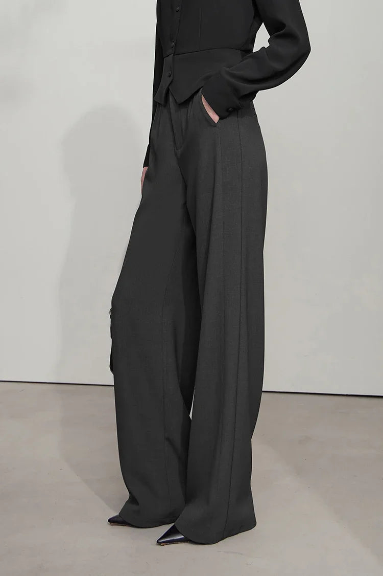Elegant Minimalist Office Wide Leg Pants – Women’s Luxury Casual Loose Straight Trousers 2025 New Collection