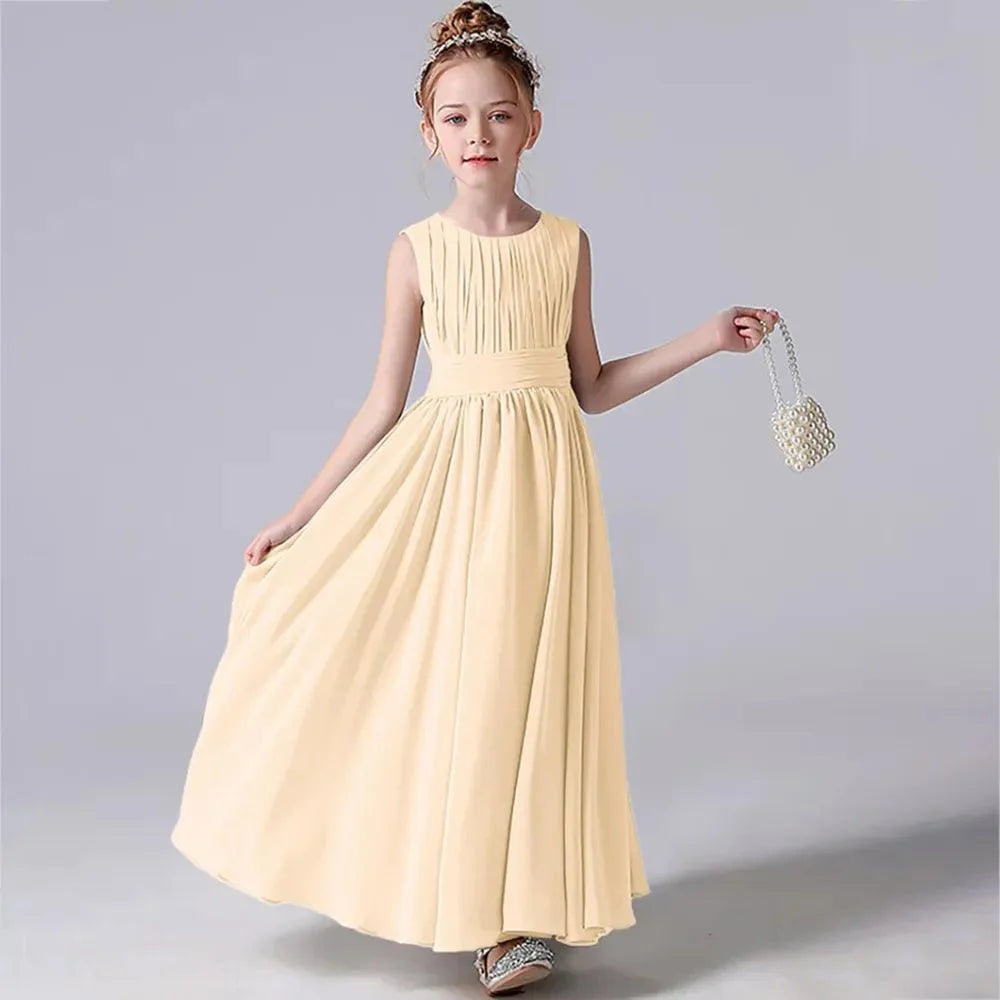 Chiffon Pleated Flower Girl Dress