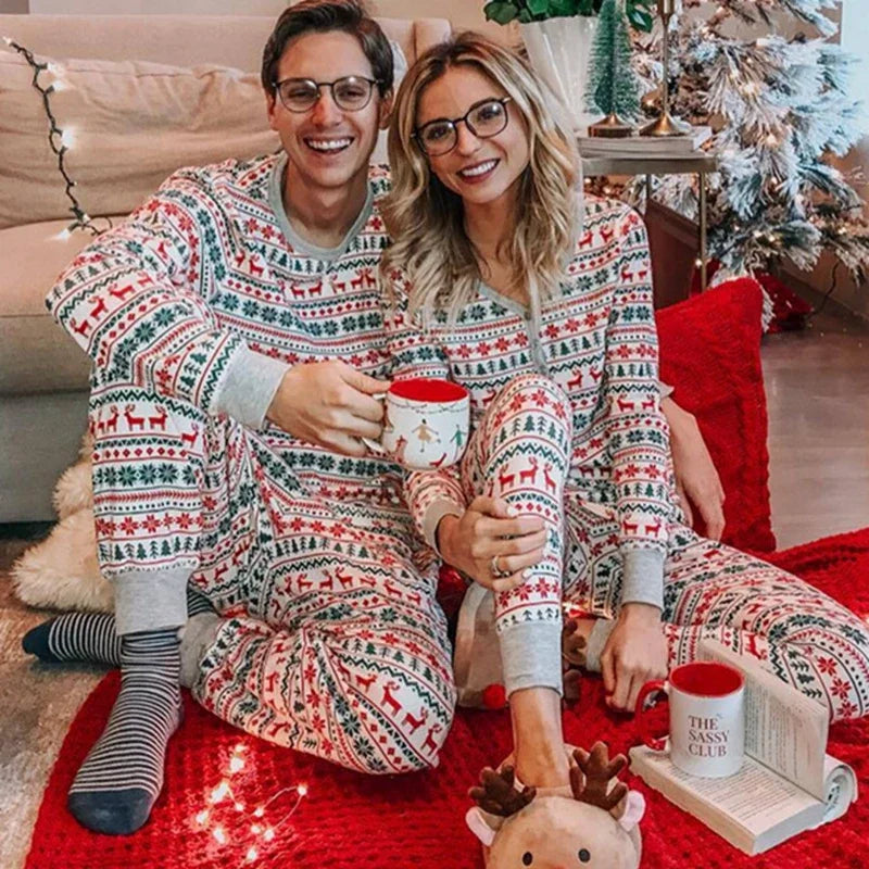 Christmas Family Matching Pajamas Set – Allover Print 2-Piece Sleepwear for Mom, Dad, Kids & Baby
