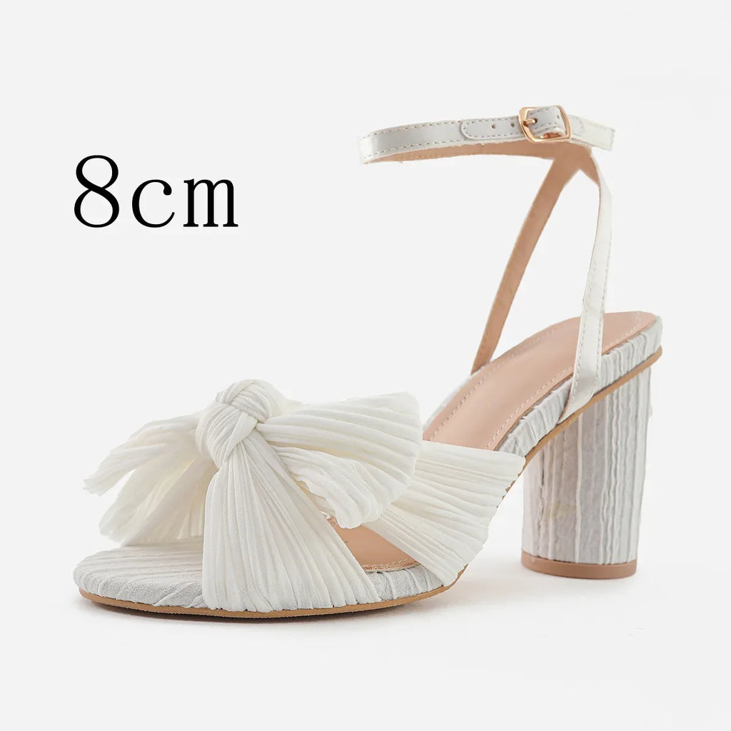 Cute Bow High Heel Sandals – Round Heel Formal Party Shoes for Wedding & Parties
