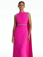 Custom Women's Evening Dress – Boat Collar, Diamond-Embellished, High Waist, Slim Fit with Trailing Design