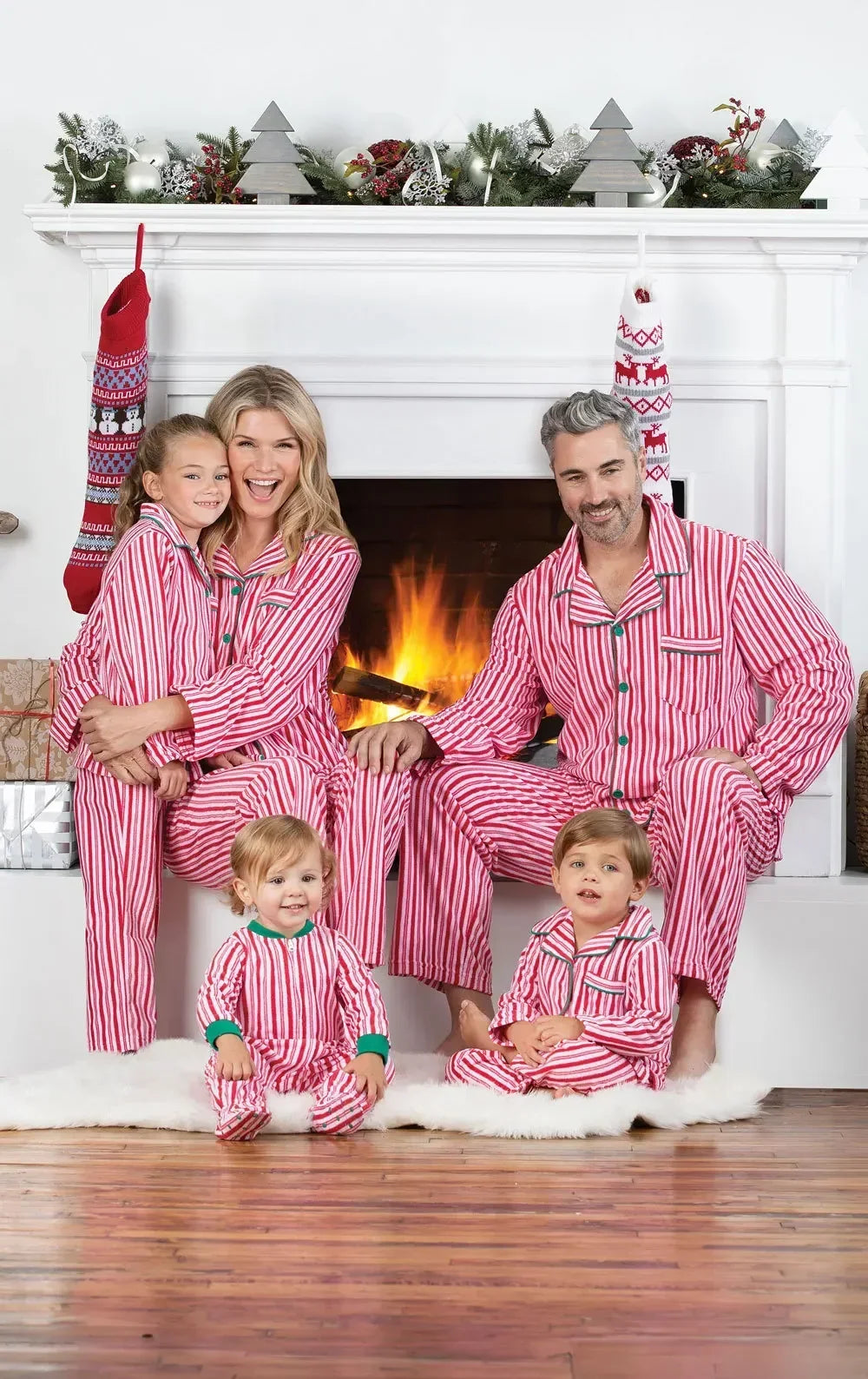 Striped Button-Front Family Christmas Pajamas – Mom, Dad, Kids & Baby