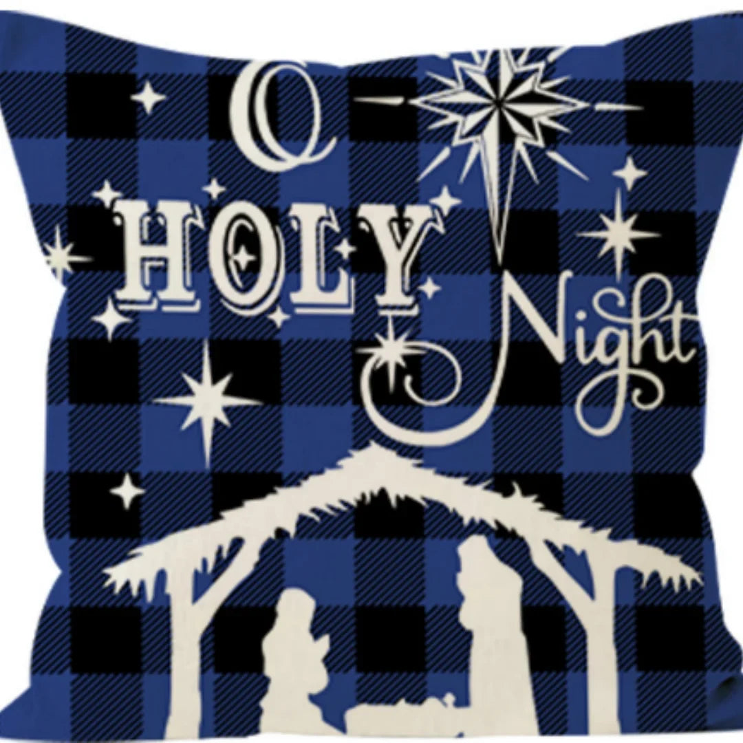 45cm White Blue Christmas Cushion Cover Printed Words Pillowcase 2025 Christmas for Home Ornament Xmas New Year Christmas Decor