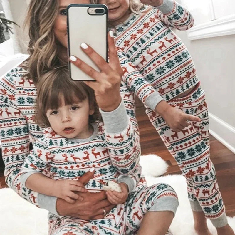 Christmas Family Matching Pajamas Set – Allover Print 2-Piece Sleepwear for Mom, Dad, Kids & Baby