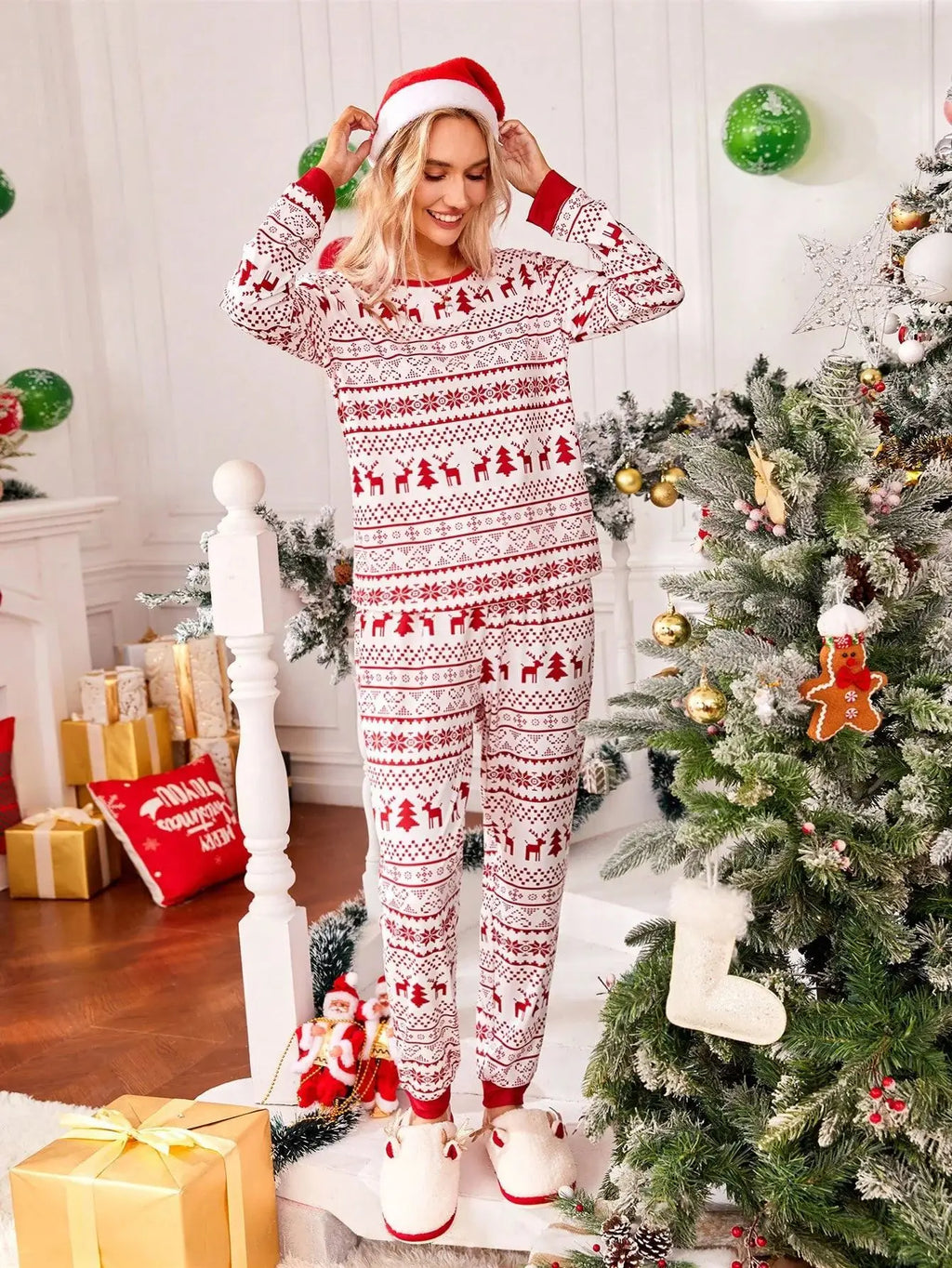 Matching Family Christmas Pajamas – Festive All-Over Print