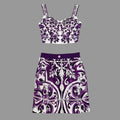 Elegant Women's Silk Top & Printed Cotton Skirt Set – 2-Piece Turn-Down Collar Outfit