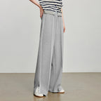 Casual Knit Straight Pants – Elastic Waist Autumn Trousers for Women