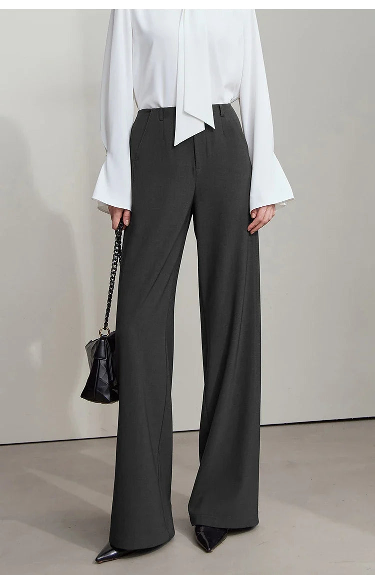 Elegant Minimalist Office Wide Leg Pants – Women’s Luxury Casual Loose Straight Trousers 2025 New Collection