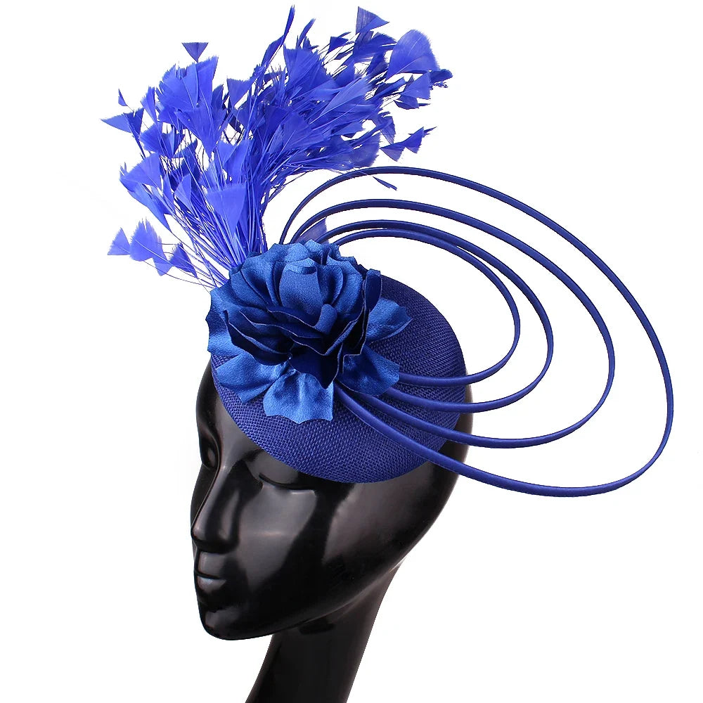 Fashion Sinamay Fascinator Hat  -  Elegant Floral Feather Headpiece for Weddings, Church, and Special Occasions