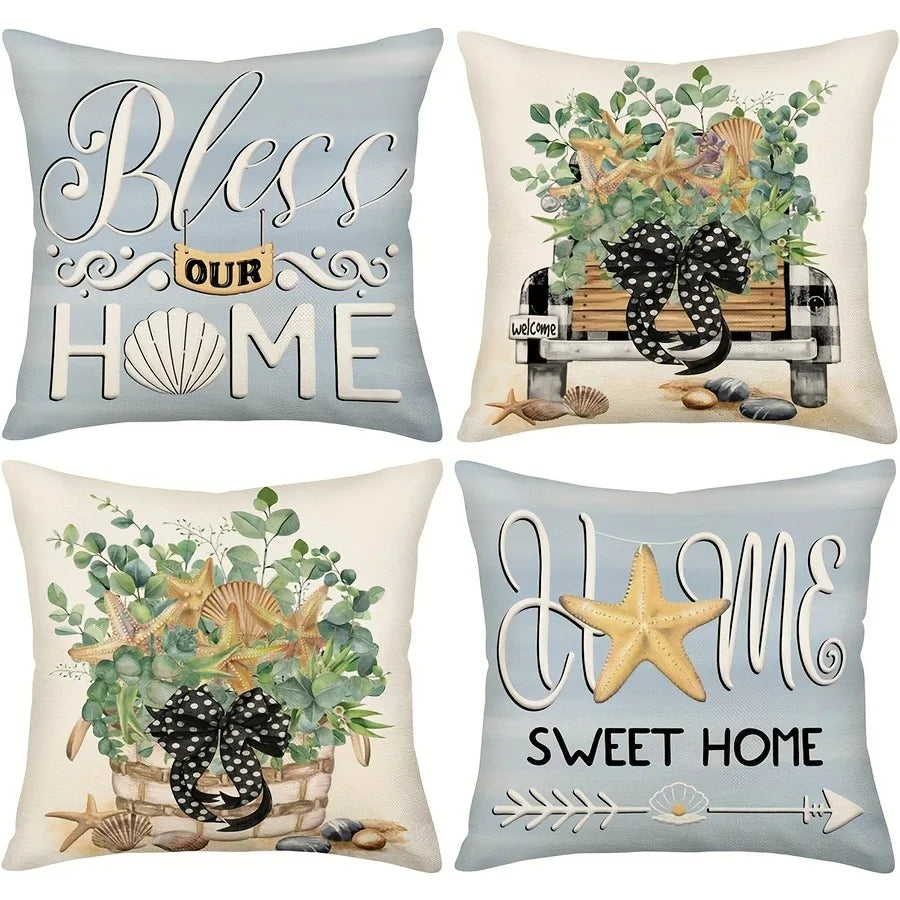 Bless Our Home Nautical Themed Pillow Covers