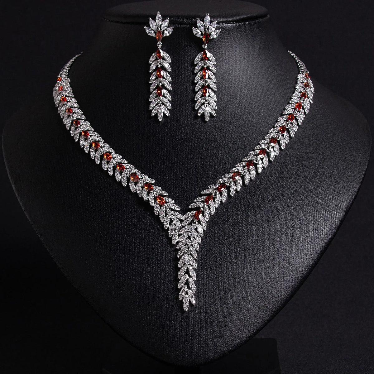 Cubic Zirconia Luxury Women's Jewelry Set Necklace & Earrings for Wedding, Party, or Holiday Gift