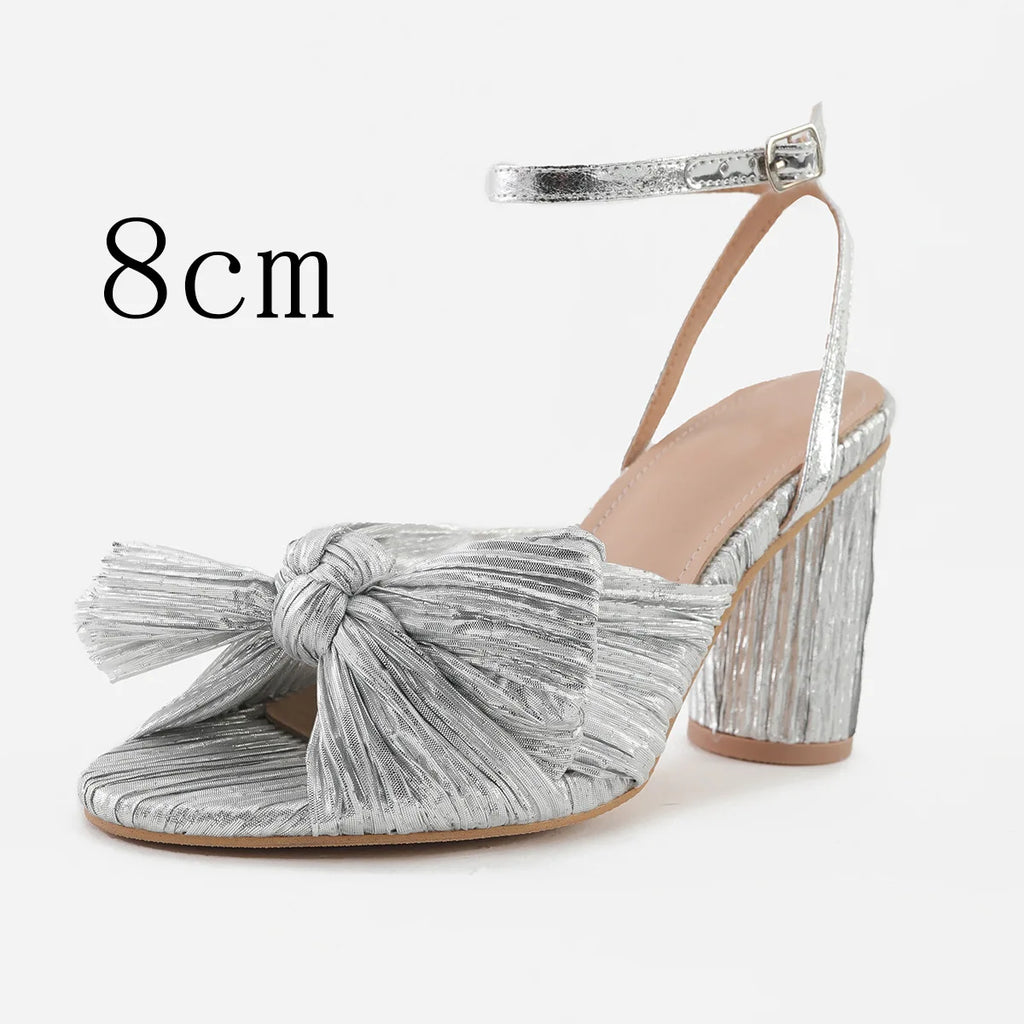 Cute Bow High Heel Sandals – Round Heel Formal Party Shoes for Wedding & Parties