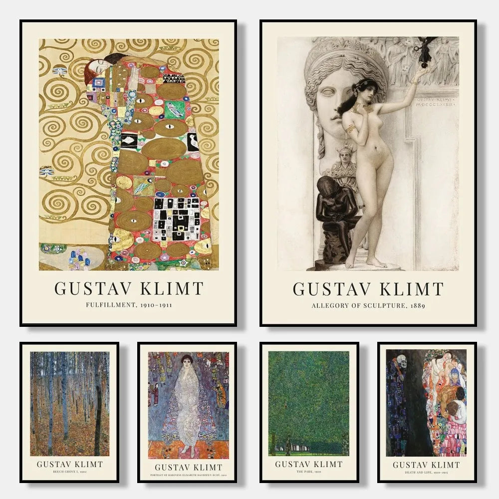 G-Gustav Klimt Poster Wall Art Print Poster Decorative Mural Modern Home Decor Birthday Gift Unframed Canvas Garage Room