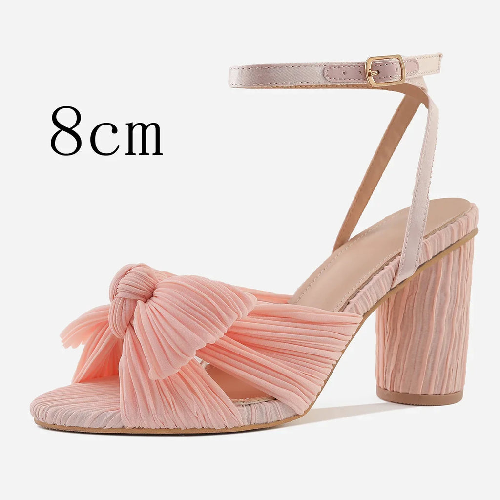 Cute Bow High Heel Sandals – Round Heel Formal Party Shoes for Wedding & Parties