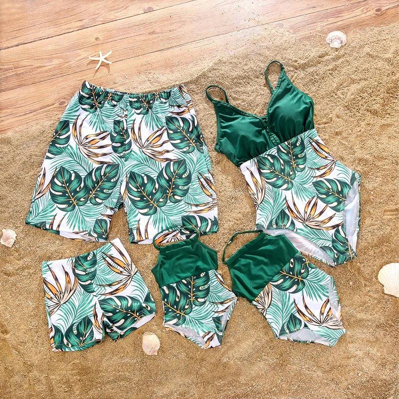 Family Matching, Mother-Daughter Matching Beach Swimwear