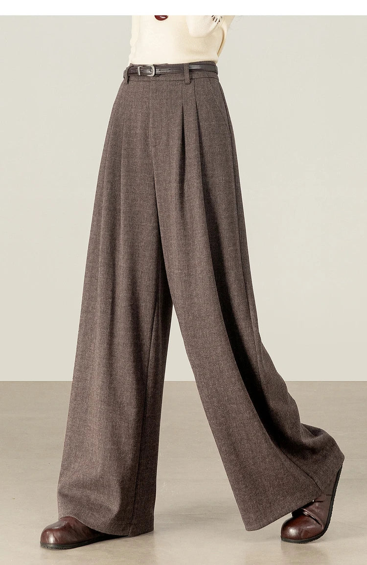 Elegant Knit Wide-Leg Pants – Autumn Office Casual Trousers for Women