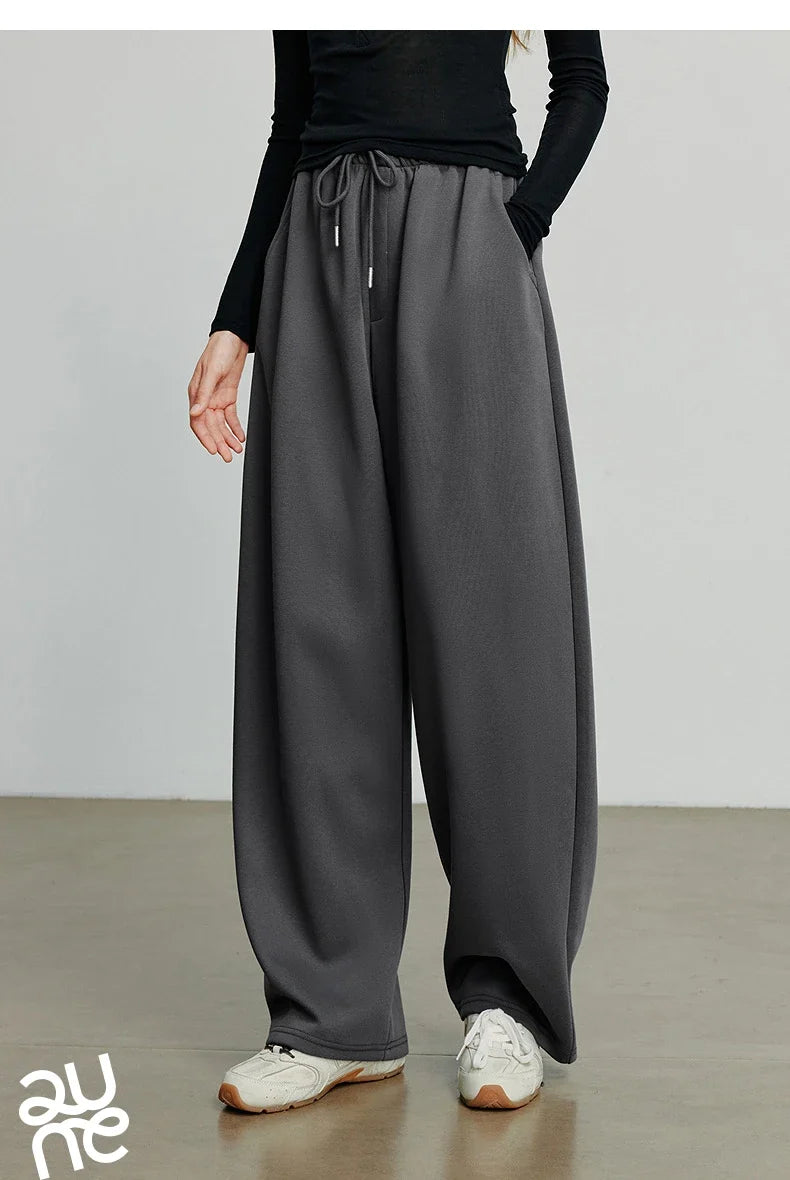 Autumn Elastic Waist Sweatpants – Women’s Wide-Leg Straight Cotton Sports Pants