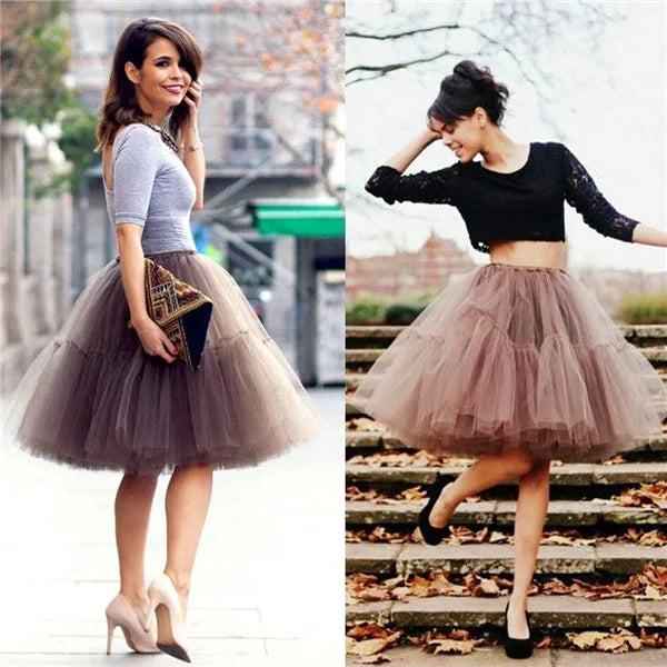 Elegant High Waist Tulle Tutu Skirt – Puffy Mesh Short Pettiskirt for Party, Prom, or Dance