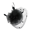 Fascinator Hat for Women  -  Elegant Tea Party & Derby Pillbox with Flower Mesh for Bridal Weddings