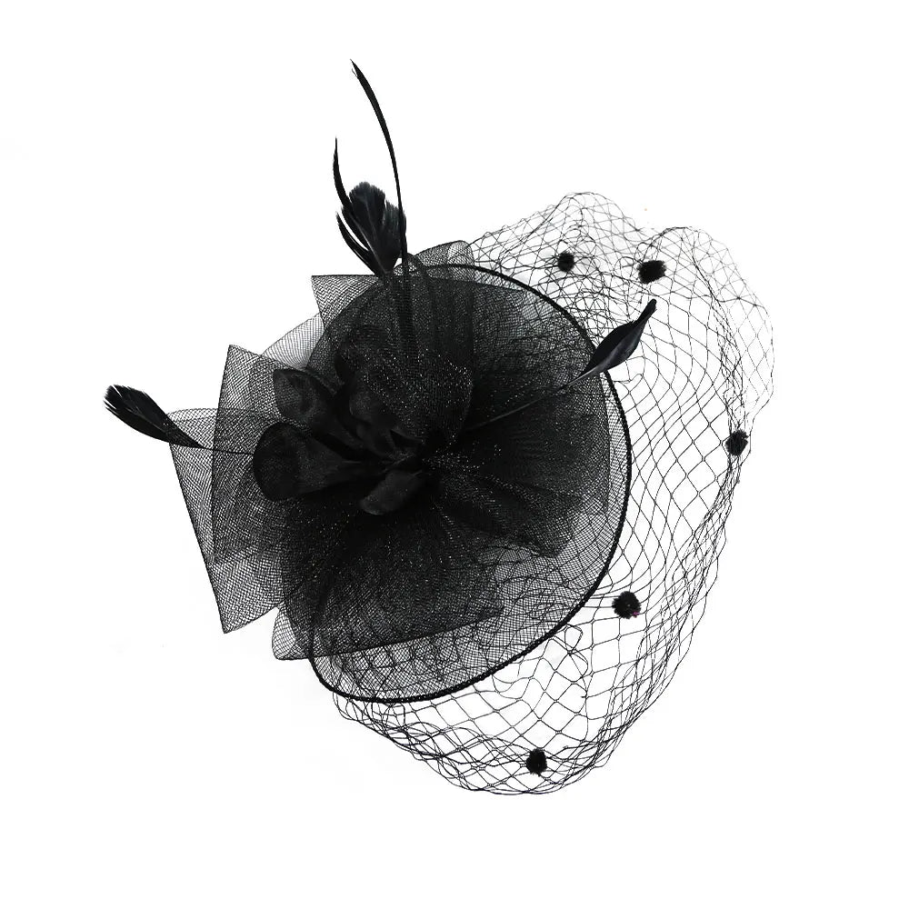 Fascinator Hat for Women  -  Elegant Tea Party & Derby Pillbox with Flower Mesh for Bridal Weddings