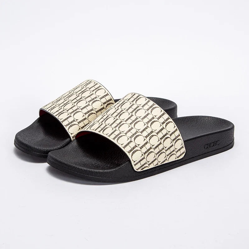 Fashionable Classic Simplicity Women’s Slippers – PVC Material, Letter Print, Outdoor Casual Flat Bottom
