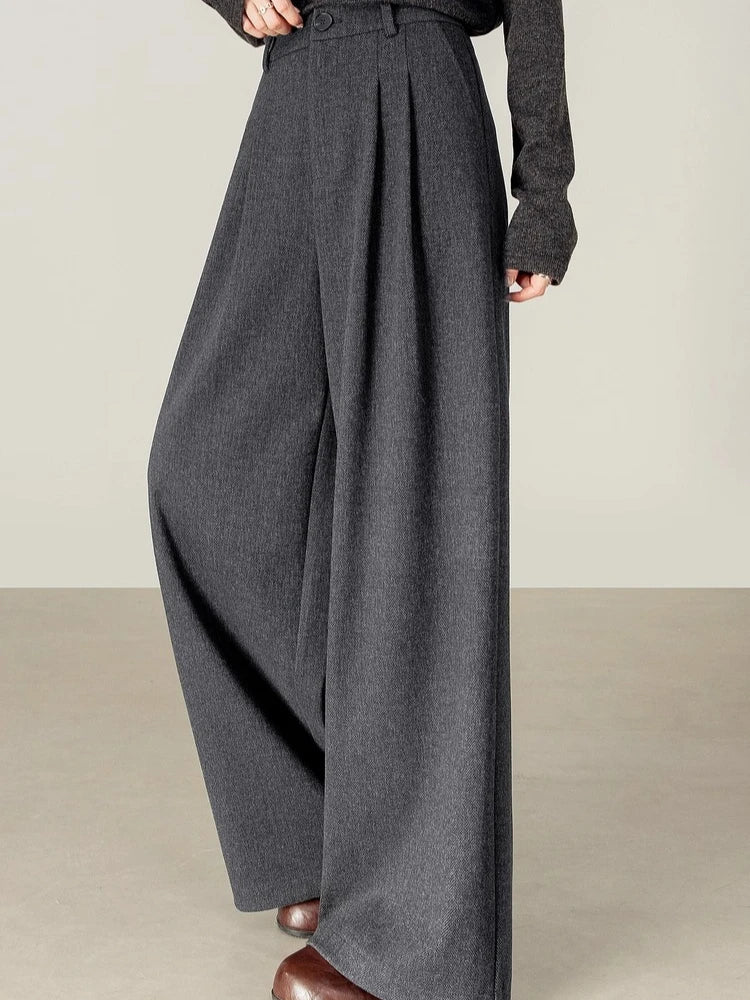 Elegant Knit Wide-Leg Pants – Autumn Office Casual Trousers for Women