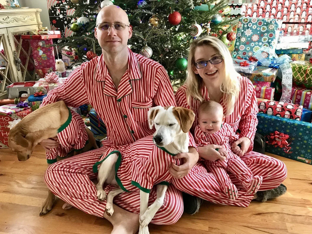 Striped Button-Front Family Christmas Pajamas – Mom, Dad, Kids & Baby