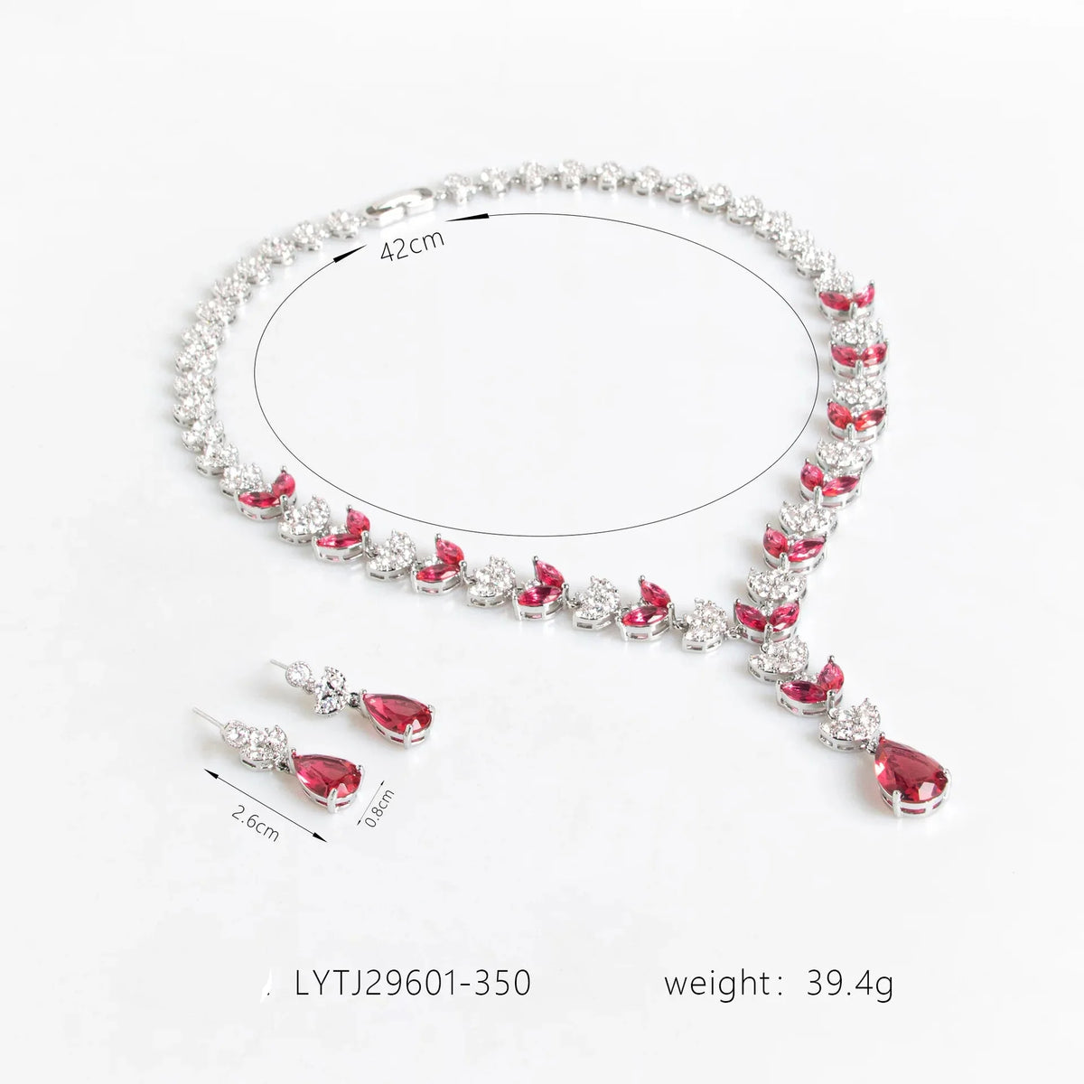 European & American Luxury Colorful Water Drop Zircon Necklace and Earrings Set Wheat-Inspired 2-Piece Bridal Jewelry for Wedding or Dinner Party Gift