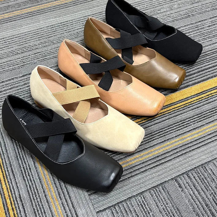 2025 Fashion Elastic Band Footwear Low Heel Ballet Flats Shoes For Women Soft Female Shallow Ladies Heeled Pumps Slip On Shoes