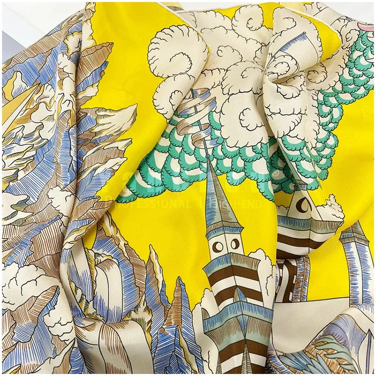 Designer Mulberry Silk Large Scarf – Luxury Hand-Rolled Edge Shawl & Wrap (135 cm)