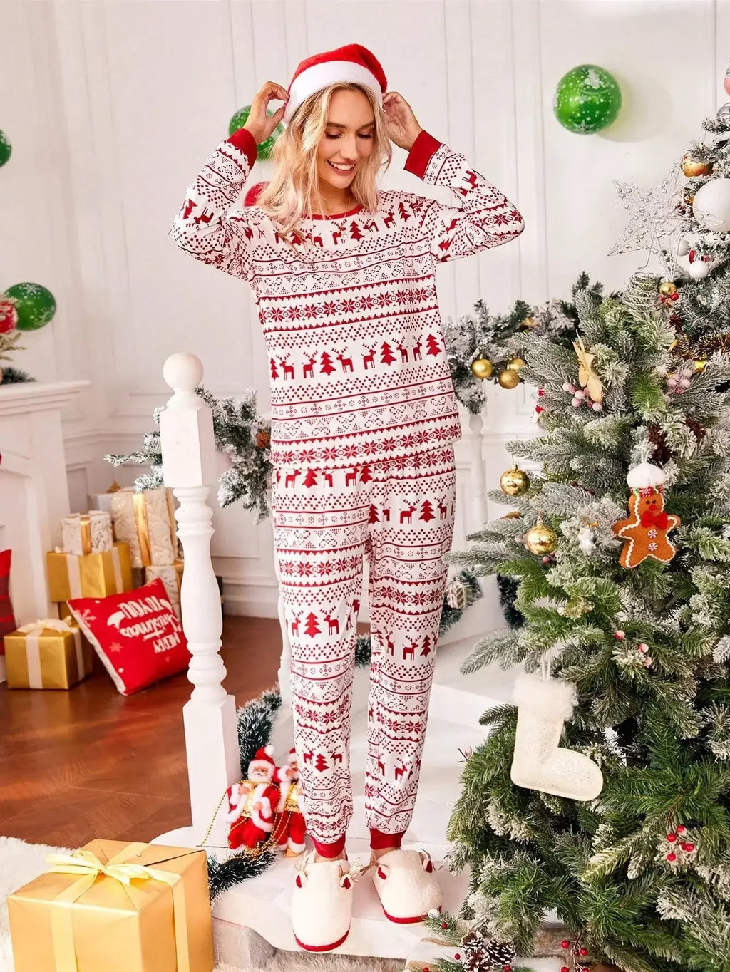 Matching Family Christmas Pajamas – Festive All-Over Print