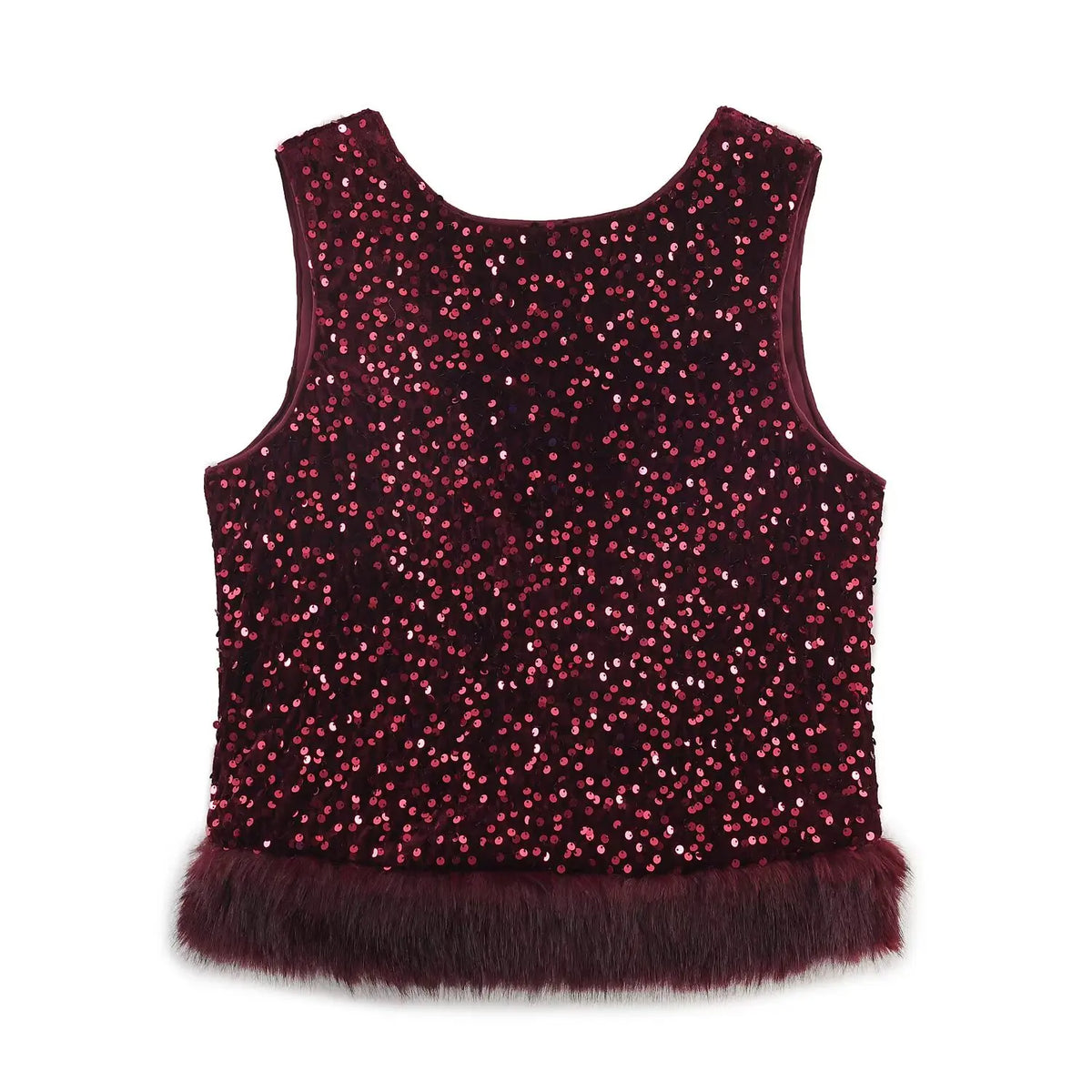 Chic Elegant Sequin Pants 2 Pieces Sets For Women Sequin Fur Vest Top Women's Suit 2026 New Year Party Woman Outfits ﻿