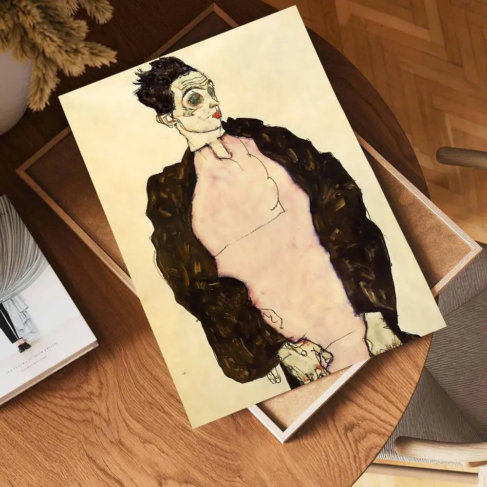 Egon Schiele Body Color Delineation DIY Sticky Poster Whitepaper Prints Posters Artwork Nordic Home Decor