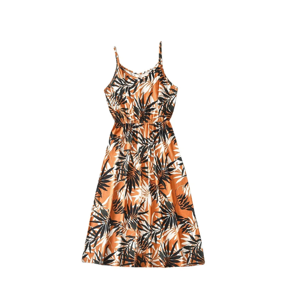Floral Print Sling Dress for Mom and Daughter â€“ Elegant Matching Slip Dresses for Summer