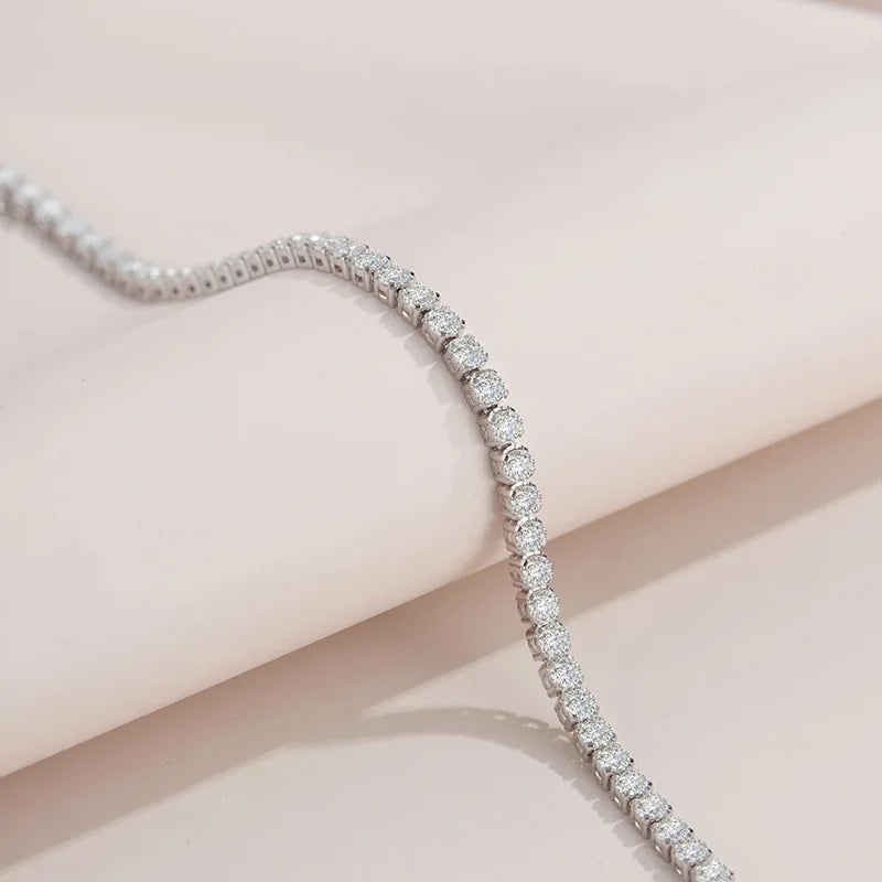 Elegant 925 Sterling Silver Moissanite Tennis Bracelet 4.4 Carat, Adjustable, Light Luxury for Women