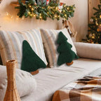 Christmas Tree Plush Pillow Festive Holiday Throw Cushion for Sofa or Bed, Soft Xmas Décor & Cute Gift for Kids, Green/Red