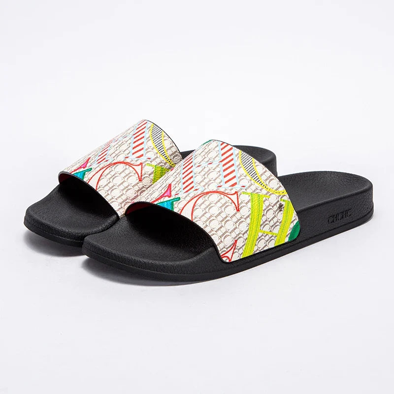 Fashionable Classic Women’s Slippers – PVC Material, Letter Print, Outdoor Casual Flat Bottom